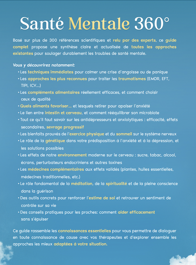 Quatrième de couverture du livre Santé Mentale 360° - Résumé et détails du guide